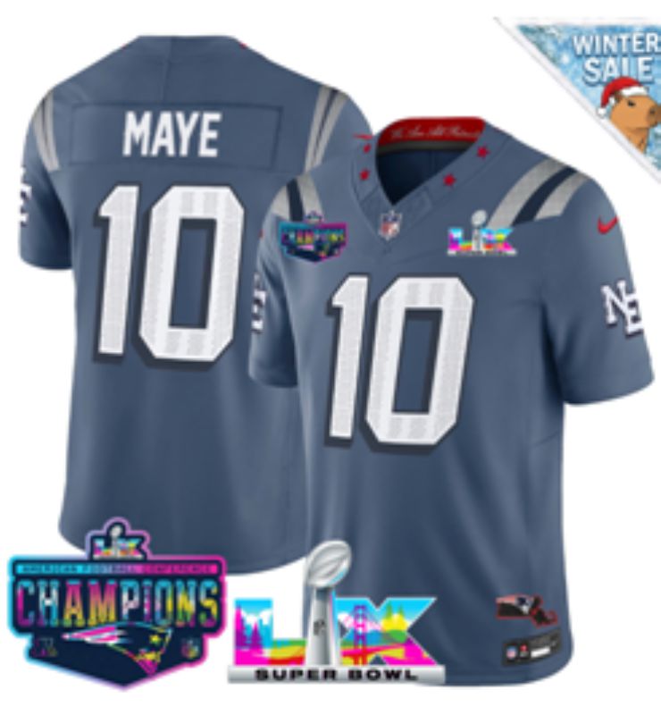 Men 2026 New England Patriots #10 Maye Blue Super Bowl Nike Limited NFL Jersey style 01->new england patriots->NFL Jersey